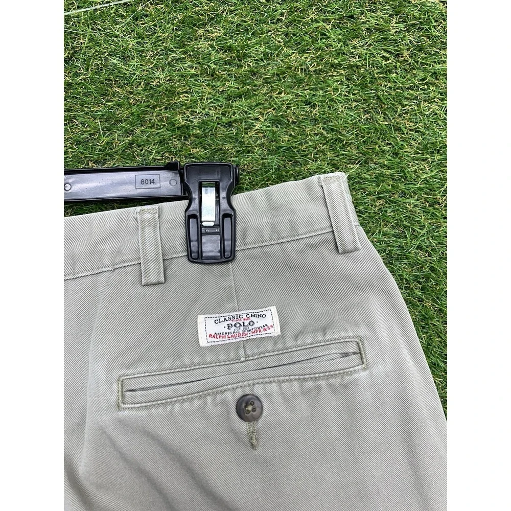 Vintage POLO Ralph Lauren Pants Mens 36X30 Tan Hammond Pant Pleated Cotton Slack